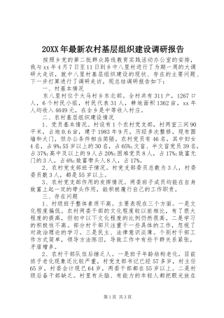 2024年最新农村基层组织建设调研报告