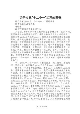 2024年关于实施十二个一工程的调查
