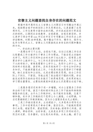 2024年官僚主义问题查找自身存在的问题范文