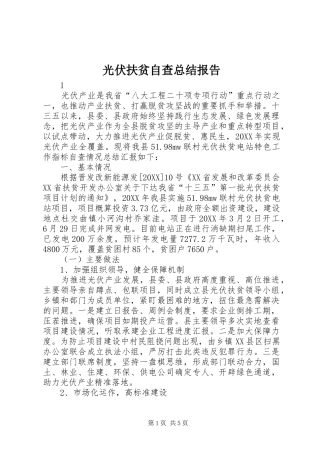 2024年光伏扶贫自查总结报告