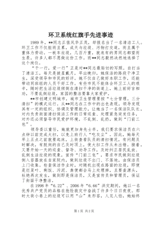 2024年环卫系统红旗手先进事迹