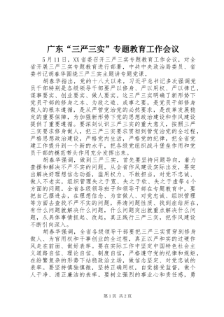 2024年广东三严三实专题教育工作会议