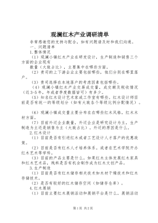 2024年观澜红木产业调研清单
