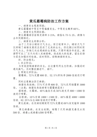 2024年黄瓜霜霉病防治工作方案