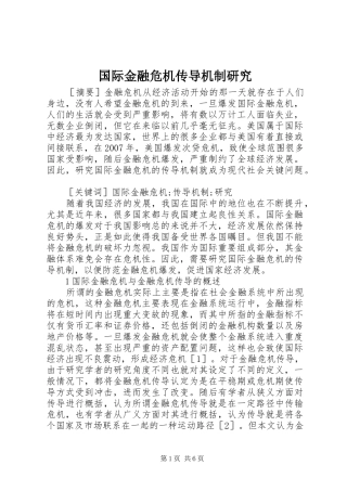 2024年国际金融危机传导机制研究