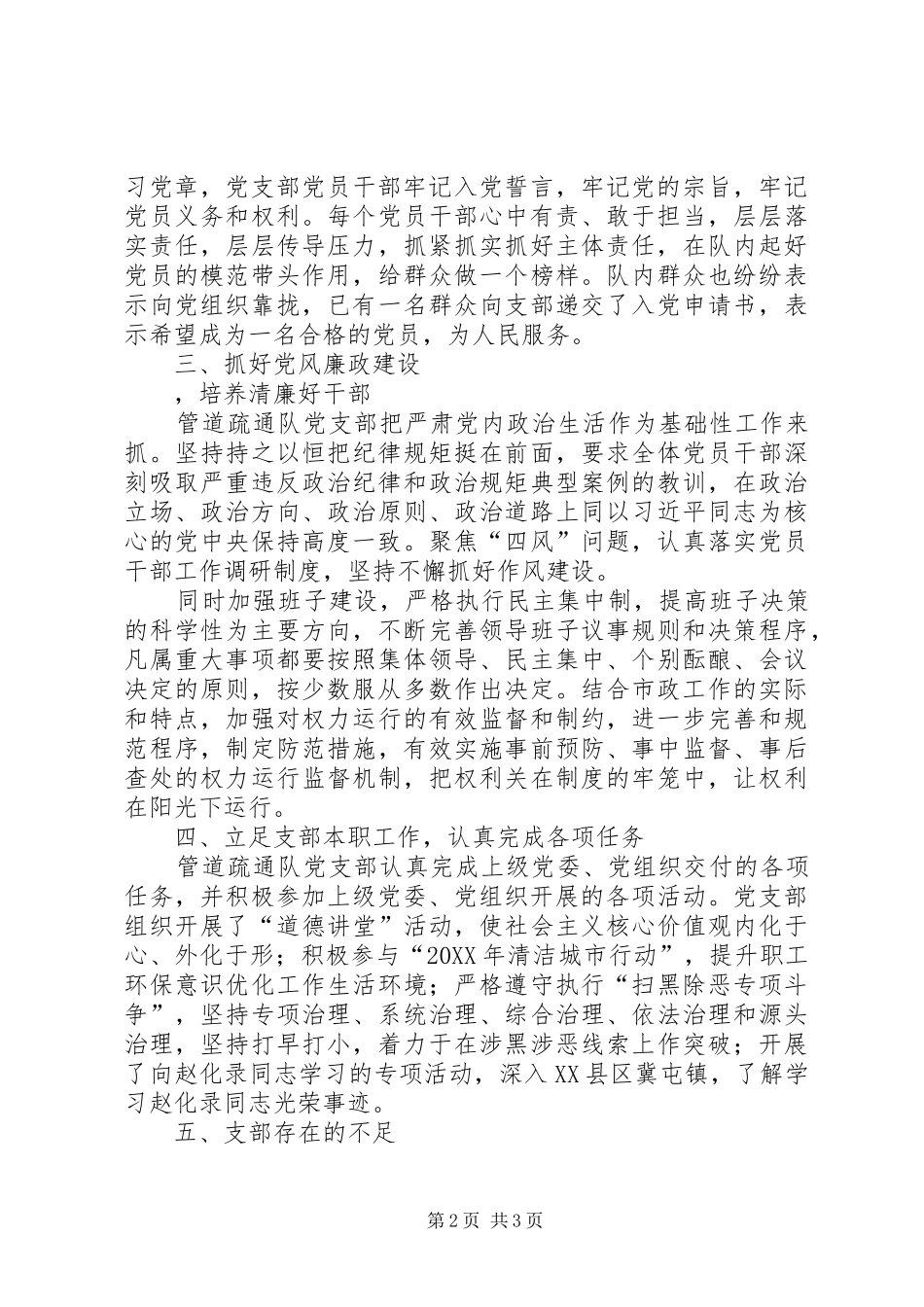 2024年管道疏通队党支部工作总结_第2页