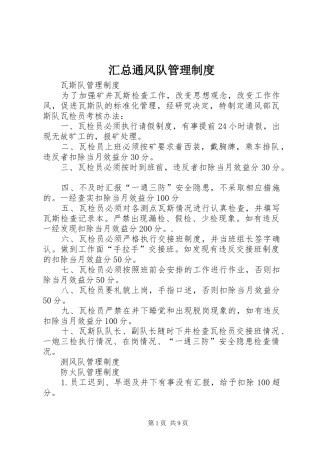 2024年汇总通风队管理制度