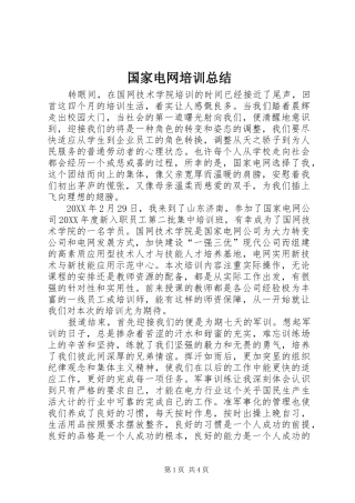 2024年国家电网培训总结