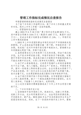 2024年管理工作指标完成情况自查报告