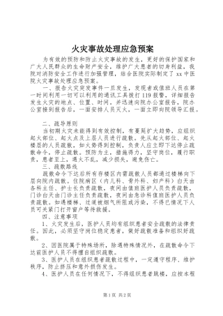 2024年火灾事故处理应急预案