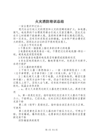 2024年火灾消防培训总结
