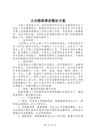 2024年火灾隐患事故整治方案