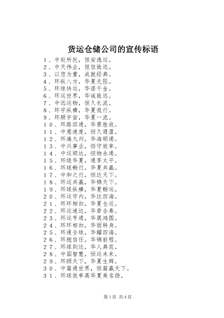 2024年货运仓储公司的宣传标语