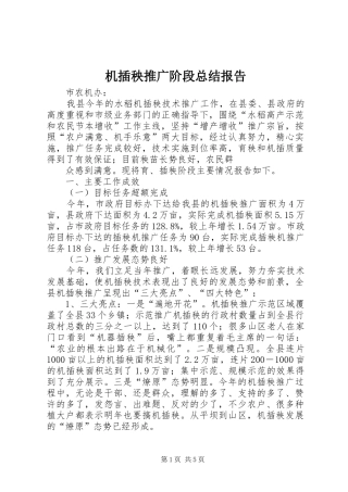 2024年机插秧推广阶段总结报告