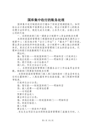 2024年国库集中收付的账务处理