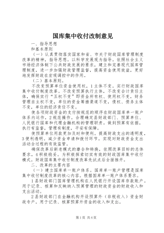 2024年国库集中收付改制意见