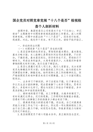 2024年国企党员对照党章党规十八个是否检视检查个人剖析材料