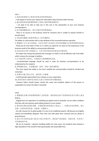 外贸英语函电-课后翻译中译英期末总复习