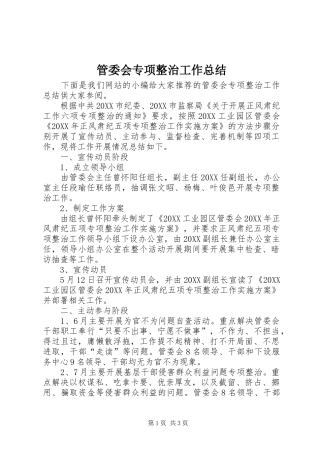 2024年管委会专项整治工作总结
