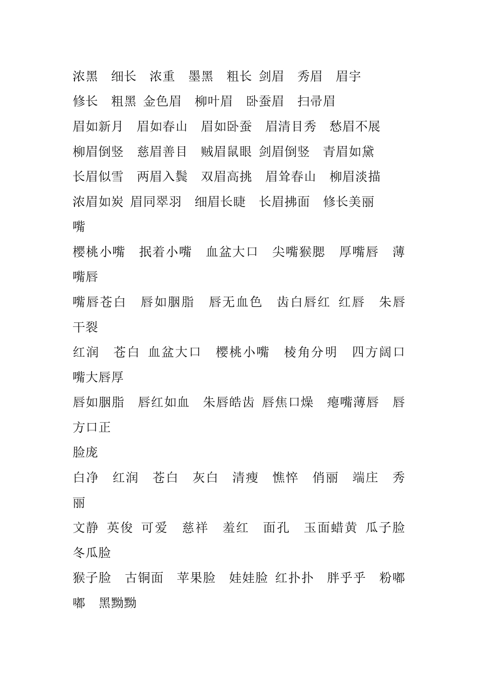 外貌描写词语积累_第3页