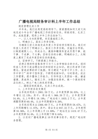 2024年广播电视局财务审计科上半年工作总结