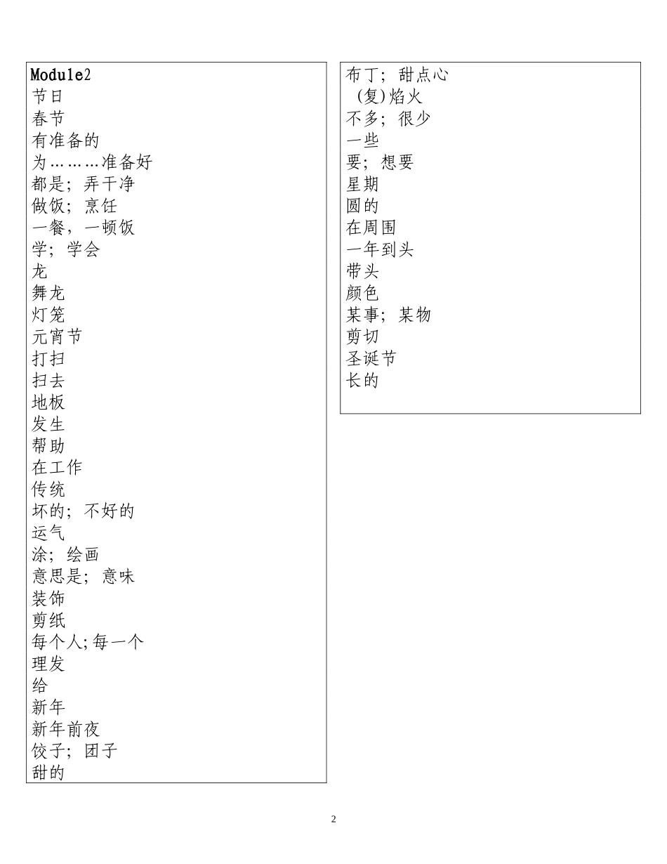 外研版七年级下册英语单词表(表格样式方便默写检查版)_第2页