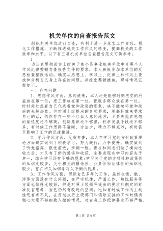 2024年机关单位的自查报告范文