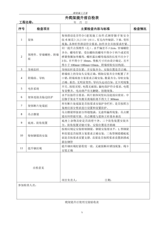 外爬架第一次提升前自检表