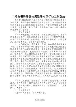 2024年广播电视局开展扫黑除恶专项行动工作总结