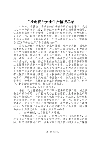 2024年广播电视台安全生产情况总结