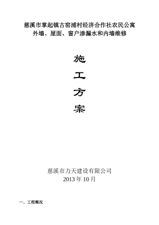 外墙、窗户渗漏水维修施工方案