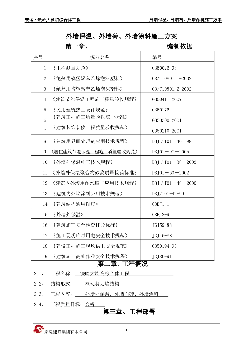 外墙保温、外墙涂料、外墙面砖施工方案_第1页