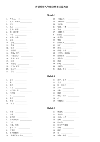 外研版英语(新版)八年级上册单词表(听写版)