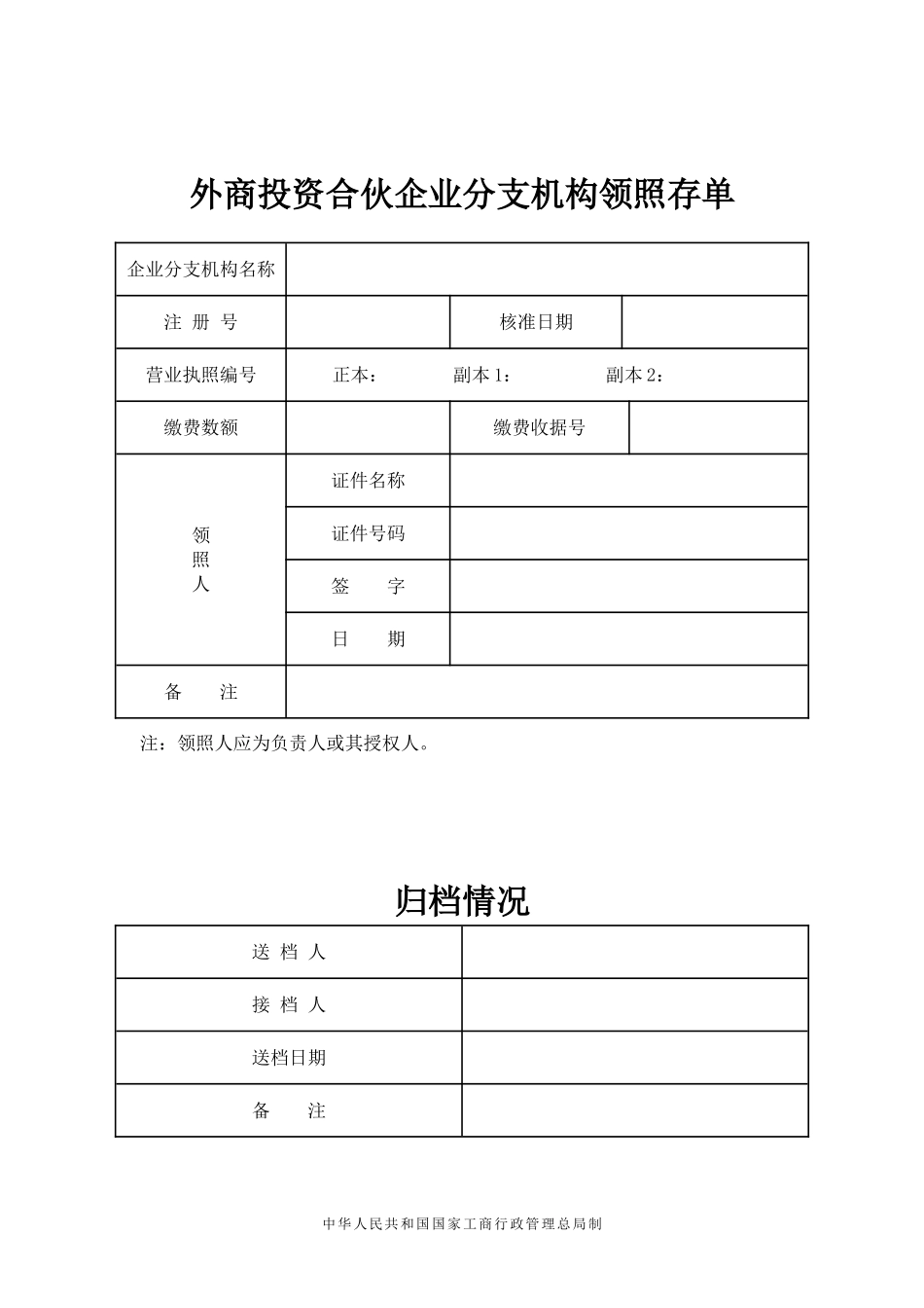 外商投资合伙企业分支机构变更登记申请书_第3页