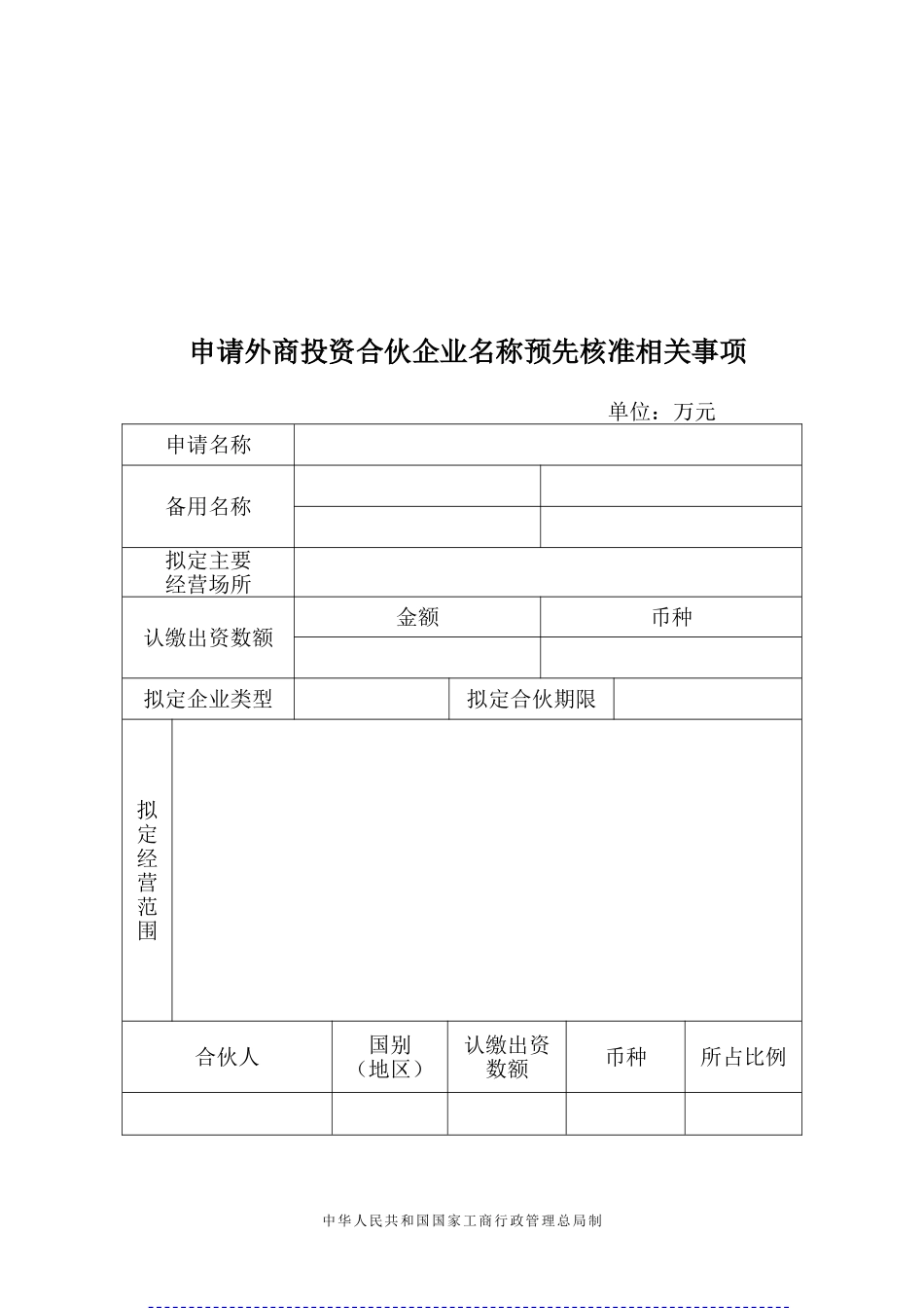 外商投资合伙企业名称预先核准申请书_第3页