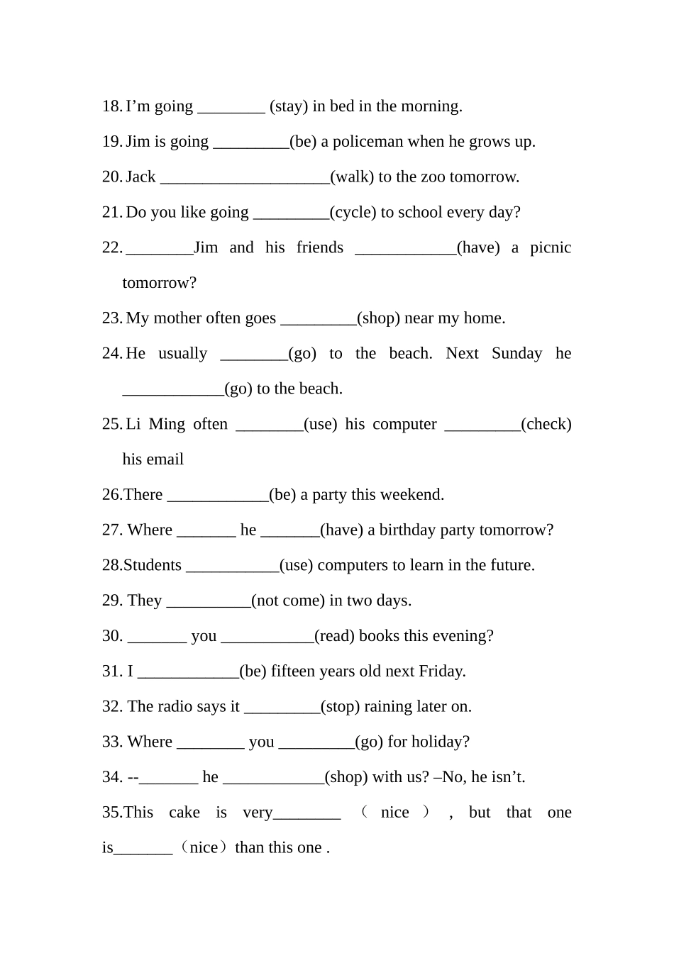 外研版英语七年级下期中词型及句型转换训练题(附答案)_第2页