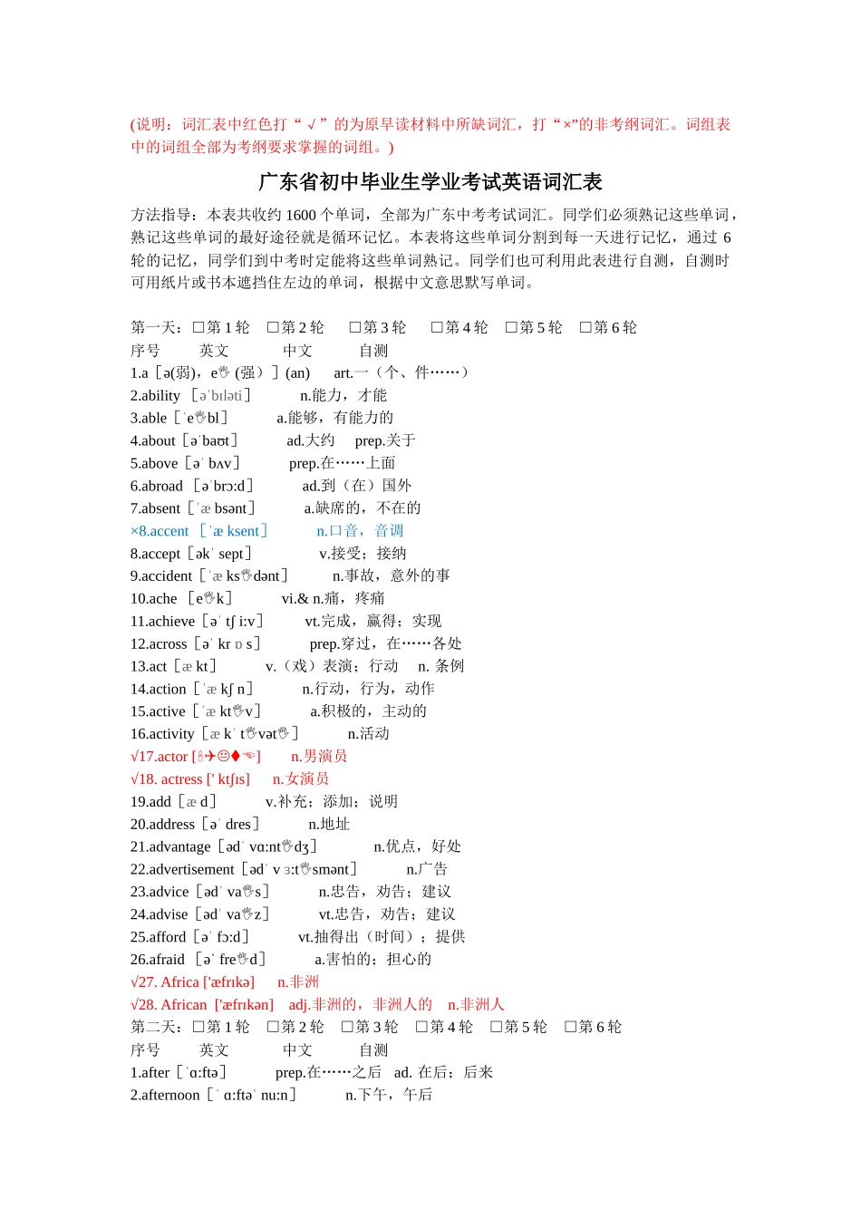 外研版英语中考单词-词组-句型_第1页