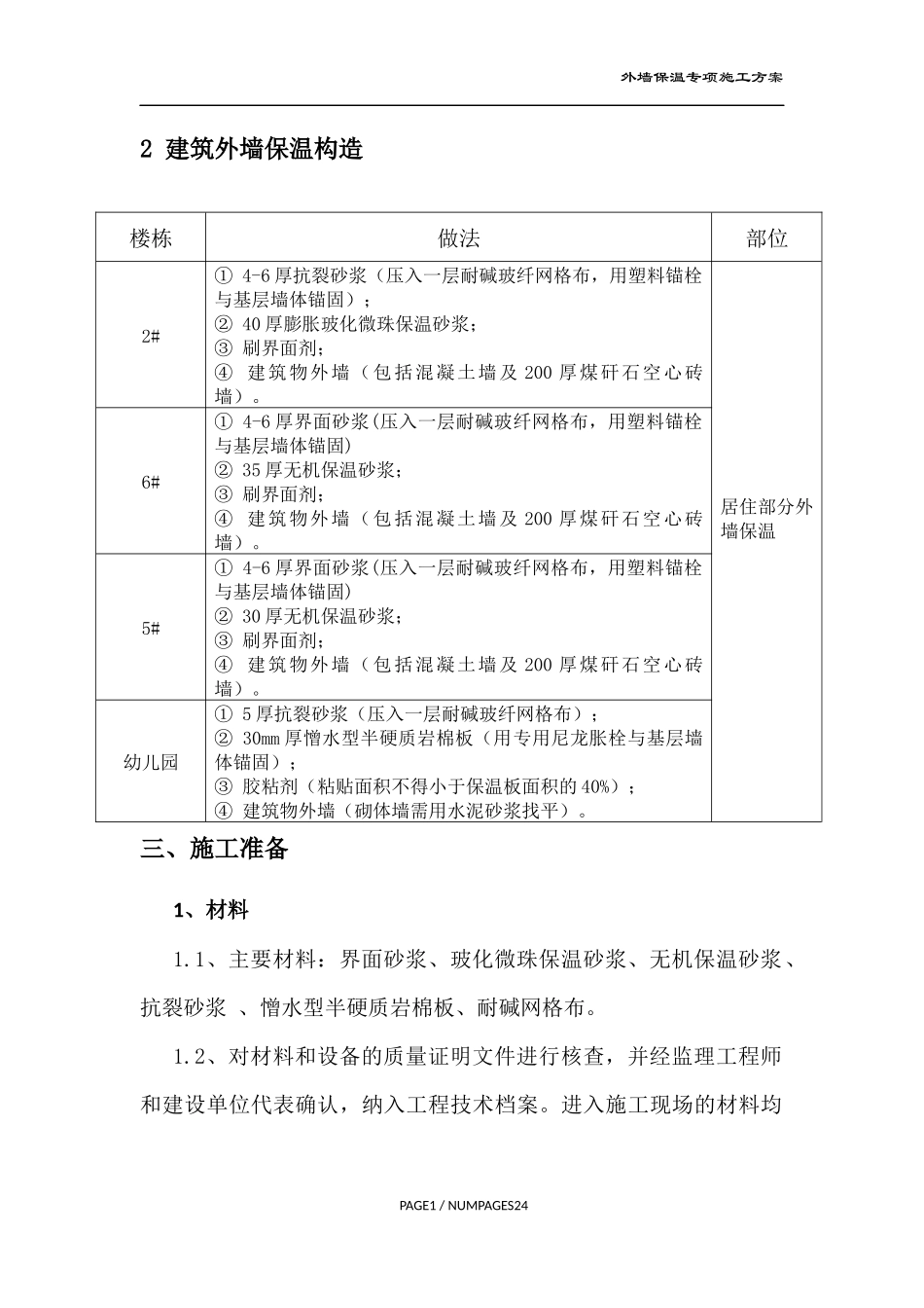 外墙保温施工方案(无机保温砂浆及岩棉板)_第2页