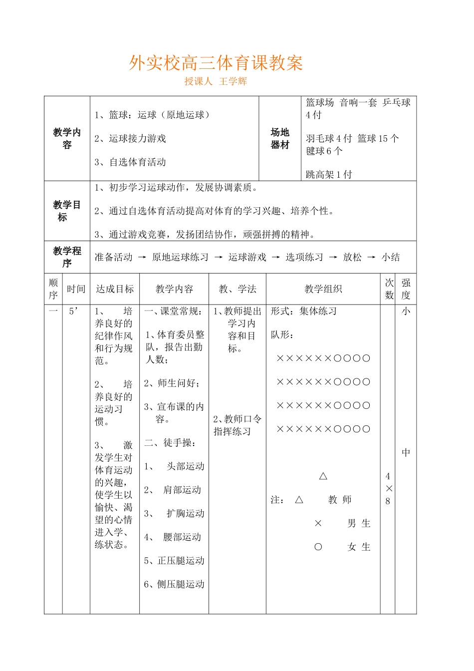 外实校高三体育课教案_第1页