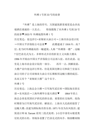 外滩1号到33号的故事