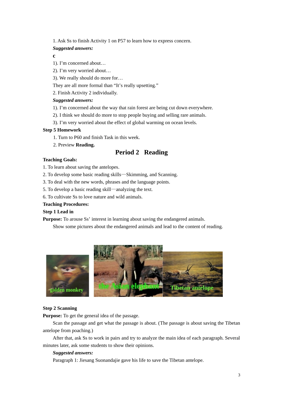 外研社必修5-Module6-animals-in-danger-全单元教案_第3页