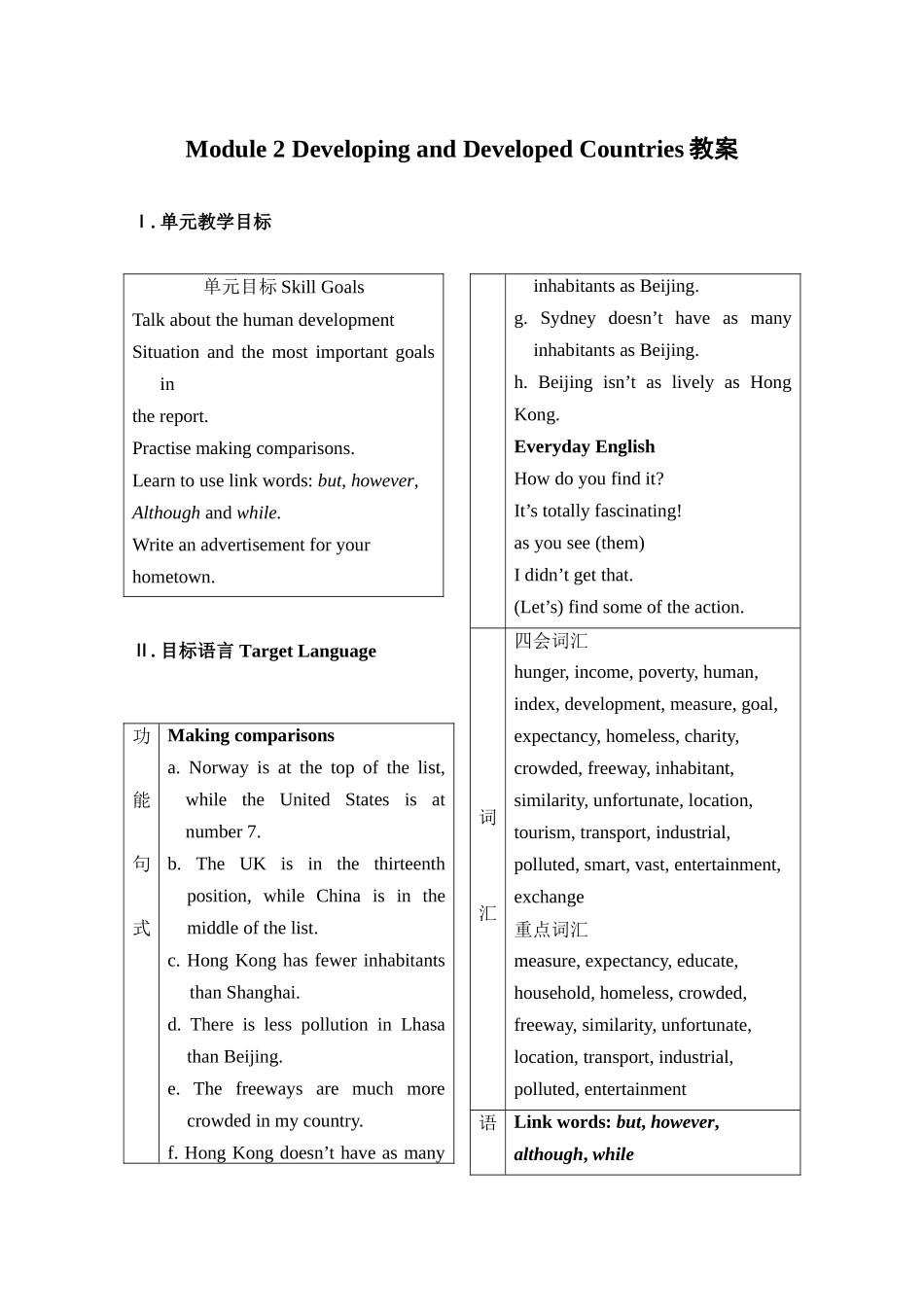 外研社-必修三Module-2-Developing-and-Developed-Countries教案_第1页