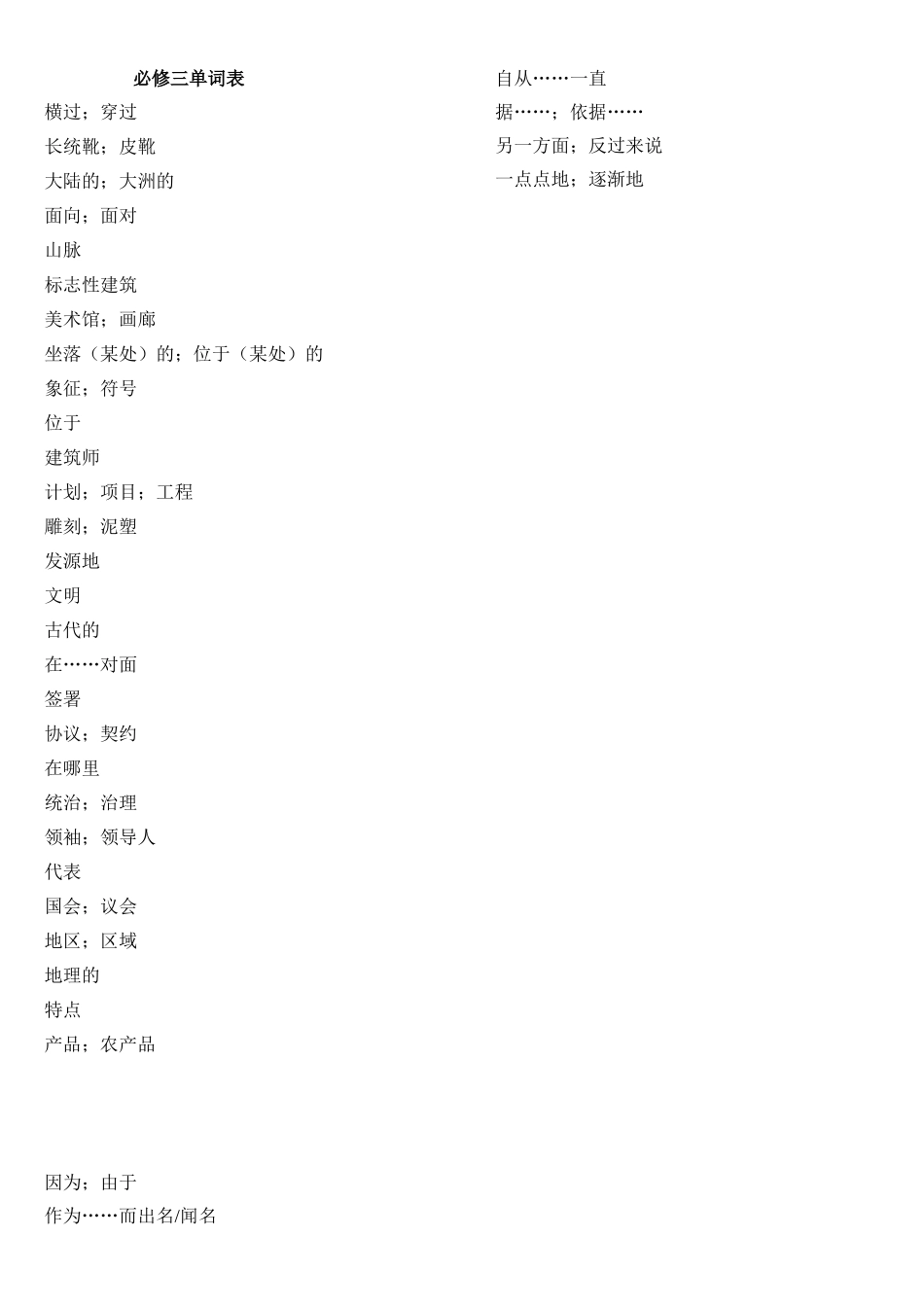 外研社高一必修三英语单词默写_第1页