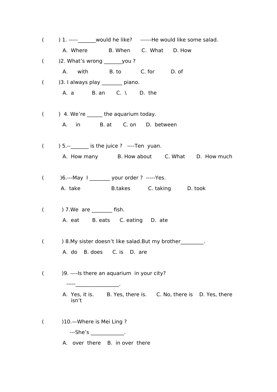 外研社六年级英语上期中试卷及答案_第3页