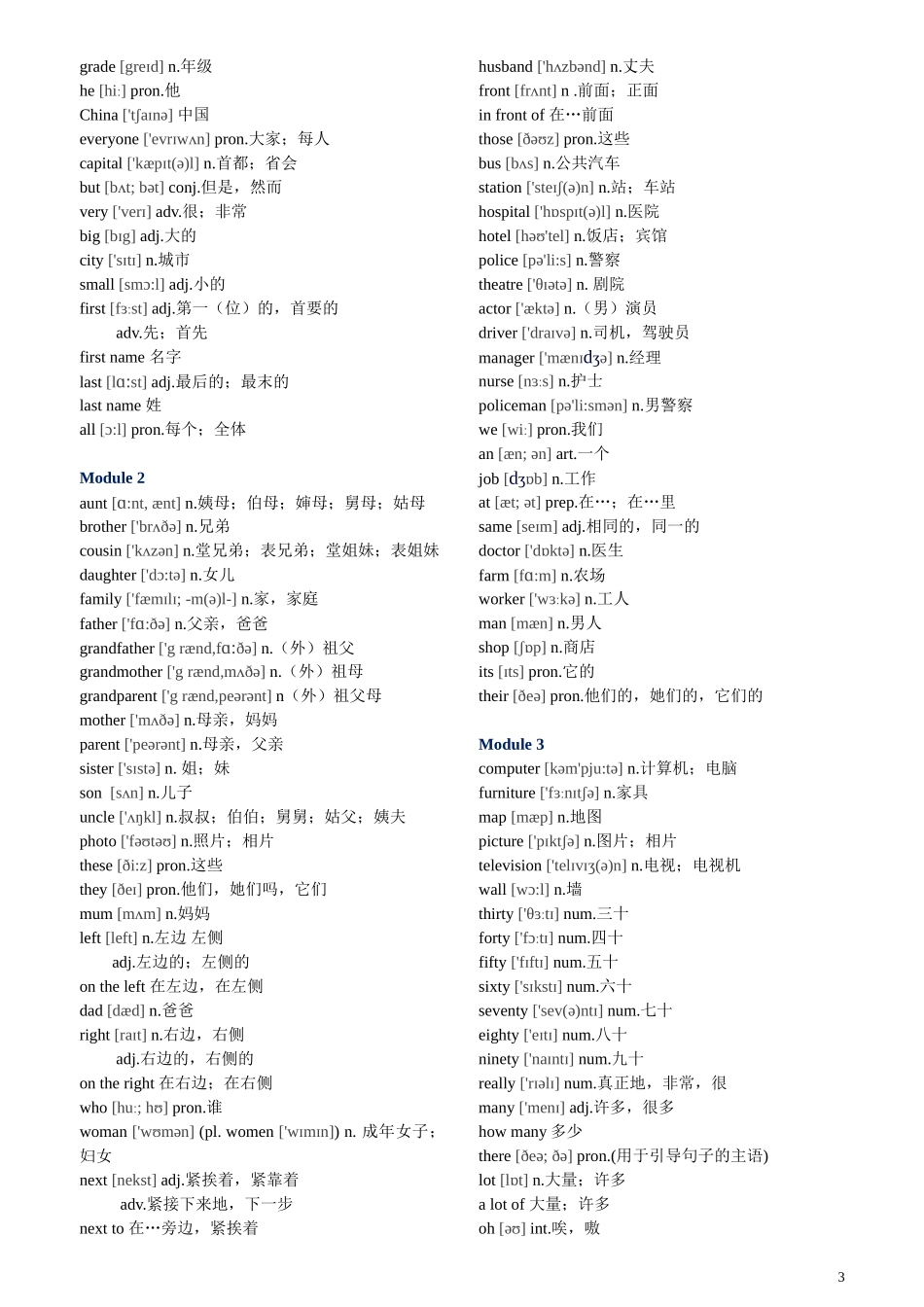 外研社七年级上册英语单词表_第3页