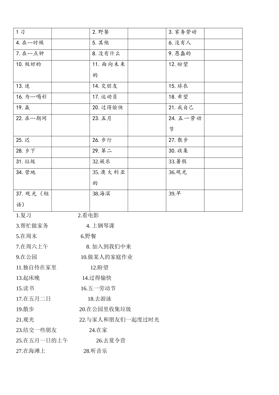 外研社七年级下M1-12单词、短语默写表_第3页