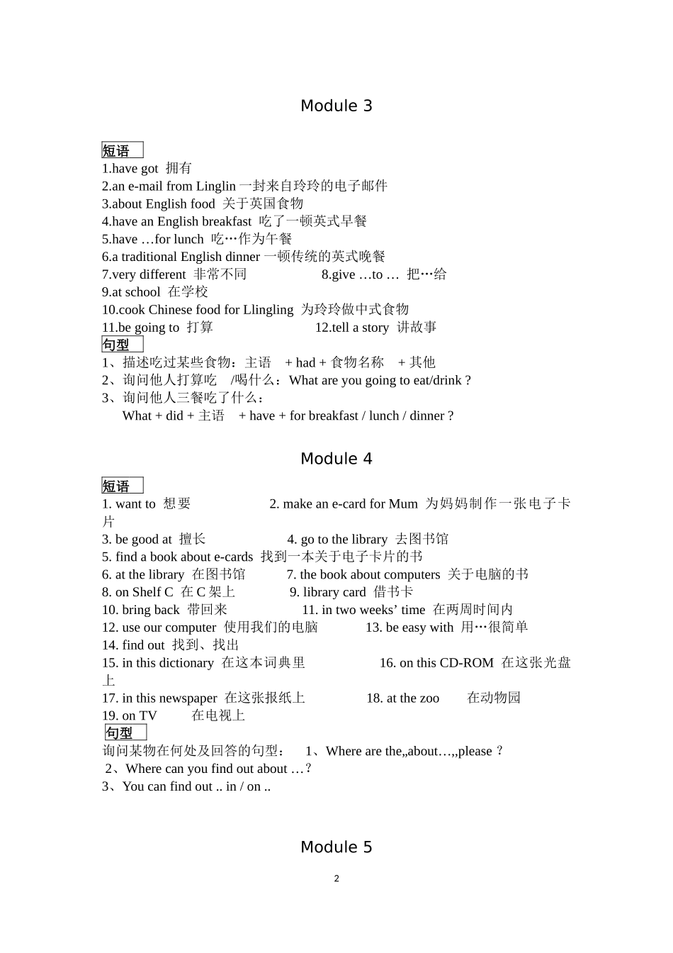 外研社小学英语五年级下册知识点归纳_第2页