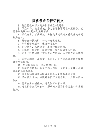 2024年国庆节宣传标语例文