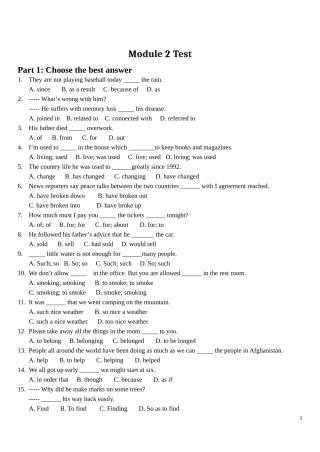外语教学与研究出版社高中英语必修-2Module-2Module-2同步试题(4)