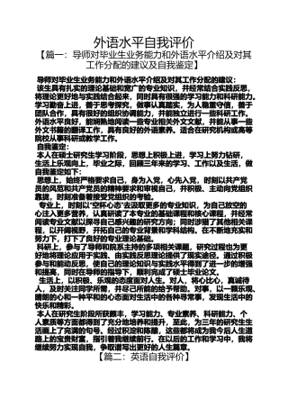 外语水平自我评价